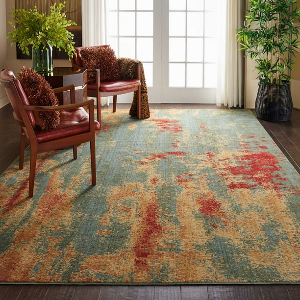 Nourison Somerset Colorful Abstract Teal/Multicolor Area Rug Walmart
