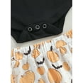 thumbnail image 6 of Infant Baby Girl Halloween Clothes Set Ghoul Gang Long Sleeve Romper Tops Pumpkin Flared Pants 3Pcs Fall Outfit, 6 of 7