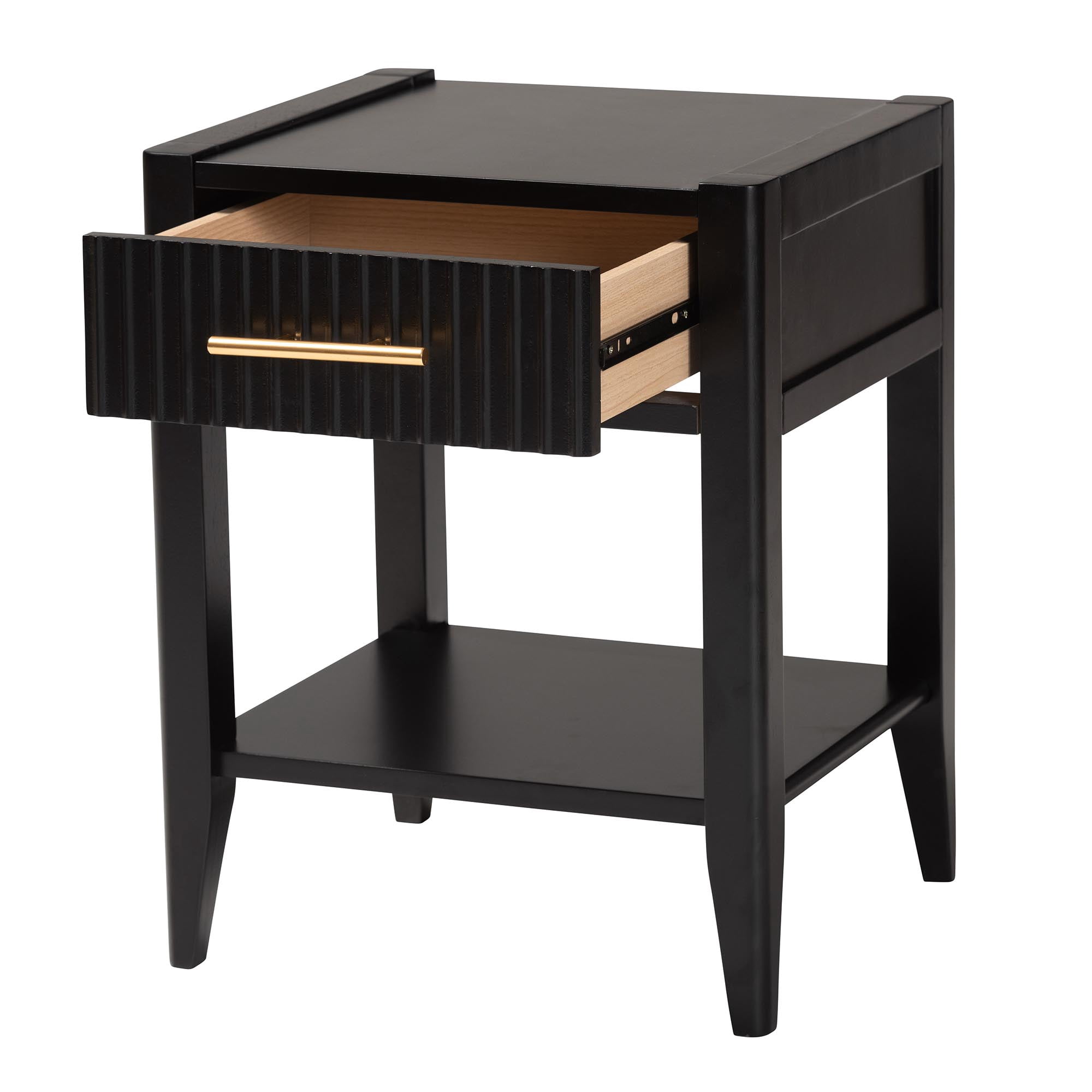 Baxton Studio Primrose Mid-Century Nightstand, 1-Drawer, Black