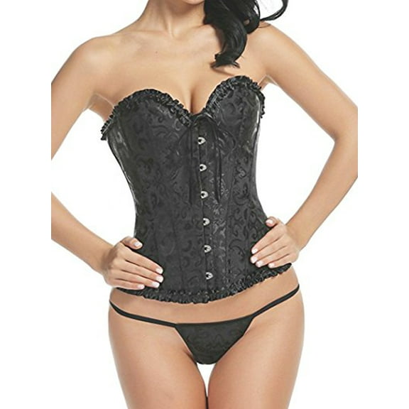 SAYFUT Women's Fashion Jacquard Pattern Lace Body Shaper Waist Training Overbust Corset Bustier Size S-6XL