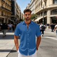 thumbnail image 6 of JoveMarine Mens Short Sleeve Button Down Shirts Breathable Fabric Casual Everyday Comfort Top,Royal Blue 2XL, 6 of 8