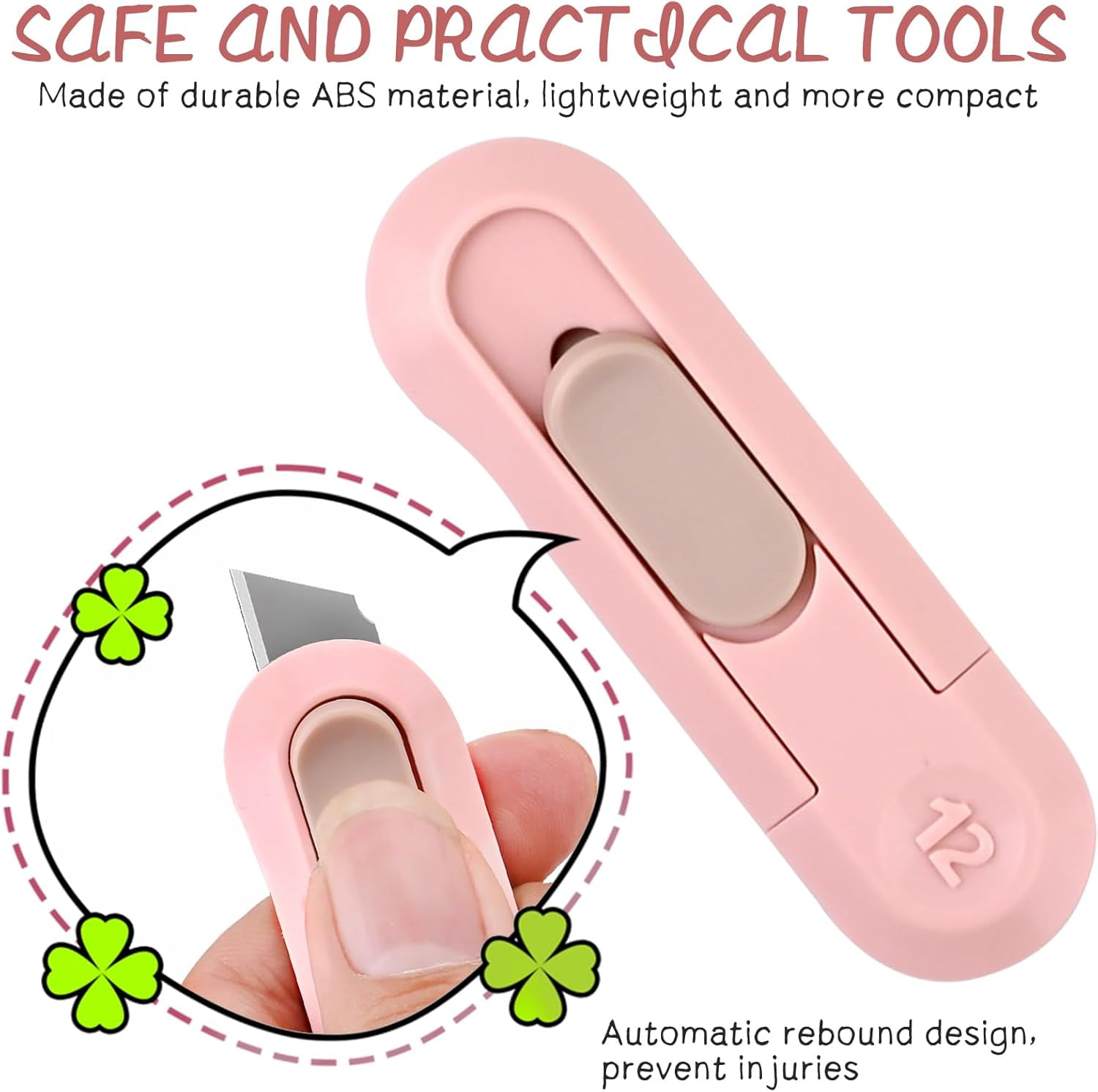 Box cutter, box opener cutter Easy Slide Retractable Cute Box Cutter for Office, Home, Crafts, Hobby Use (9 pcs Box Cutter Retractable)