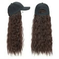 thumbnail image 2 of ZHENHONG Visor Hats for Women Solid Color Sunshade Hat with Long Curly Synthetic Wig Casual Headwear Black 1, 2 of 9