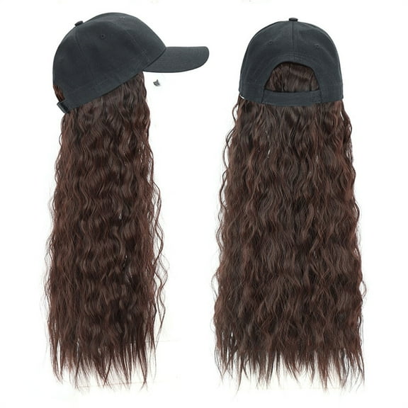 Baqcunre Visor Hats for Women, Girl Curly Synthetic Women Quality Long Hair Black with Hat 24Inch, Sun Visors for Women, Golf Visor Womens