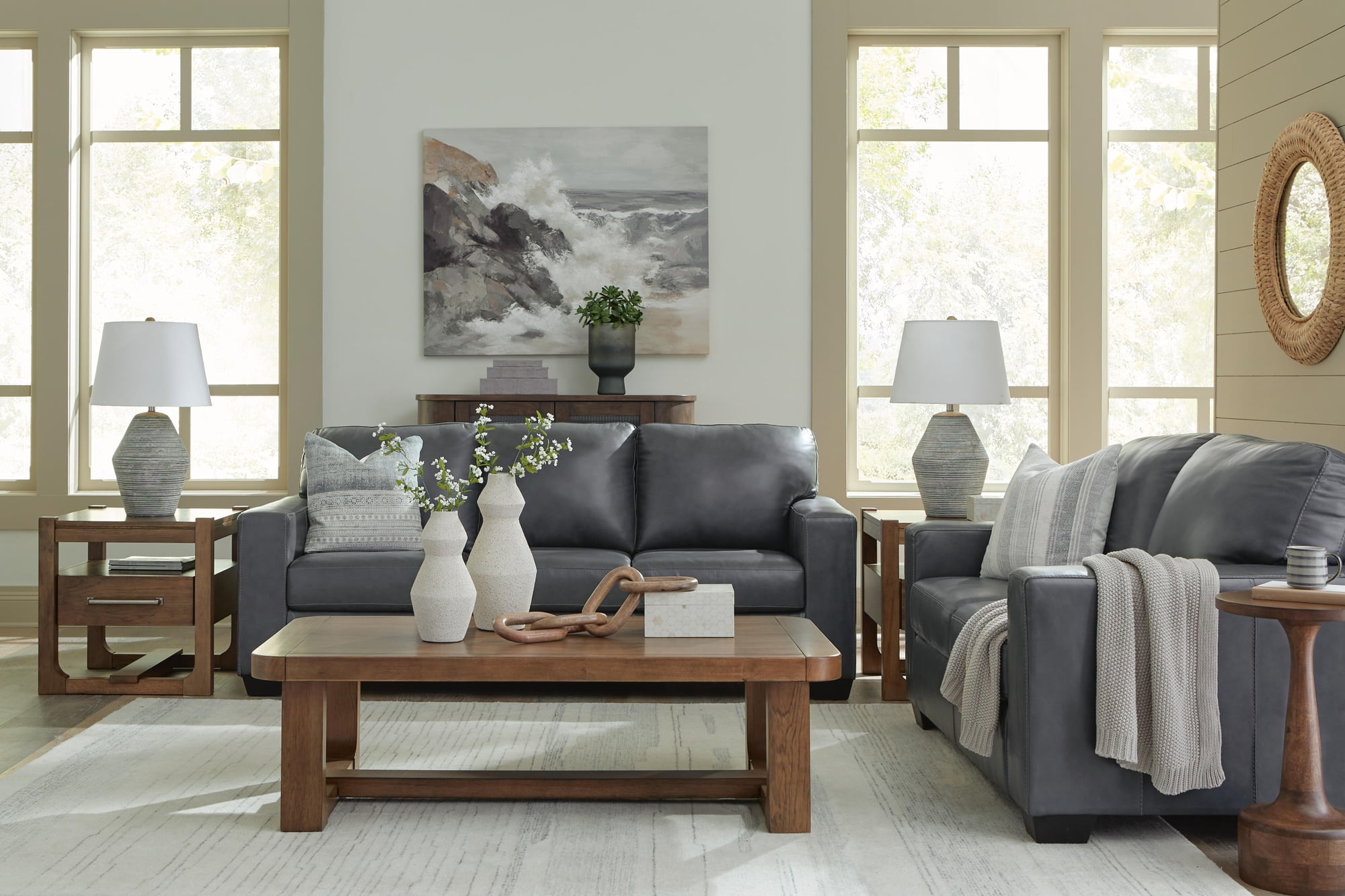 Signature Design by Ashley Cabalynn Square End Table, Light Brown, Farmhouse Accent Table with Drawer and Open Shelf