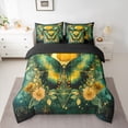 thumbnail image 2 of Homewish Green Bohemian Butterfly Bedding Comforter Set 7pcs, Gold Groovy Flower King Bedding Sets, Hippie Western Animal Reversible Bed Sheets, Ultra Soft Bedroom Decor, 2 of 7
