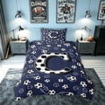 thumbnail image 3 of meiyoeat Soccer Letter C Twin Duvet Cover for Boys, Ball Field Twin Bedding, Navy Blue, Blue Reversible, 2-Piece, 1 Duvet Cover and 1 Pillowcase, 3 of 6