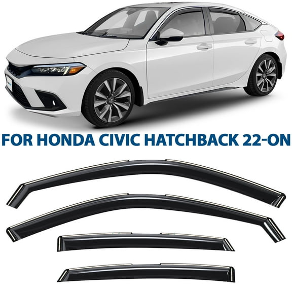 CLIM ART in-Channel Incredibly Durable Rain Guards for Honda Civic 2022-2026 Hatchback, Original Window Deflectors, Vent Window Visors, Vent Deflector, 4 pcs. - 622137