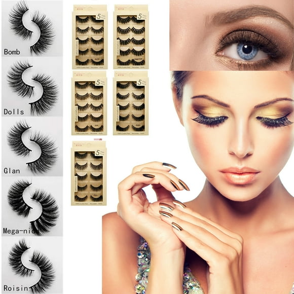 Summer Savings Clearance! Gspmoly False Lashes, Mink Soft False Eyelashes Natural Long and Slim Eyelashes 5 Styles Magnetic Lashes