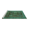 thumbnail image 2 of Ahgly Company Machine Washable Indoor Square Abstract Turquoise Blue Modern Area Rugs, 8' Square, 2 of 4
