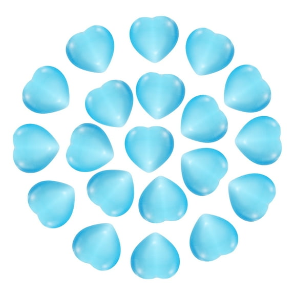 Uxcell 20Pcs Natural Heart Shaped Crystal Stone, 0.6 Inch 5/16" Thick Mini Polished Love Gemstone Crystal, Pocket Rock Engraved Worry Stones for Women Gift Meditation, Blue Cats Eye