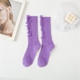 thumbnail image 3 of Socks Women Beggar Shabby Ripped Hole Socks Ribbed Knit Fluorescent Solid Color Skateboard Tube Hosiery Compression Socks for Women Purple One Size, 3 of 4