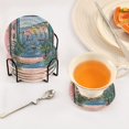 thumbnail image 3 of Yayeee 6 PCS Drink Coasters with Holder Set Woven Absorbent Round Tabletop Hot Pad, Pink Window, 3 of 7