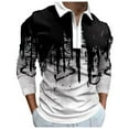 thumbnail image 4 of Male Casual Solid Shirt Stand Collar Blouse Button Roll Up Sleeve Long Sleeve T Shirt, 4 of 6