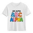 thumbnail image 2 of FAHXNVB Girls' Back to School T-Shirts Crewneck Soft Cotton Breathable Tees Tops Colorful Alphabet Graphic Fashion Casual Shirts 3-10 Years, 2 of 8