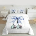thumbnail image 2 of Feelyou Princess Blue Bowknot Queen Comforter Set, Chic Disco Ball Bedding Sets, Teen Boy Girl Kid Reversible Bedding Comforter Set, Breathable Home Decor, 3pcs, 2 of 8