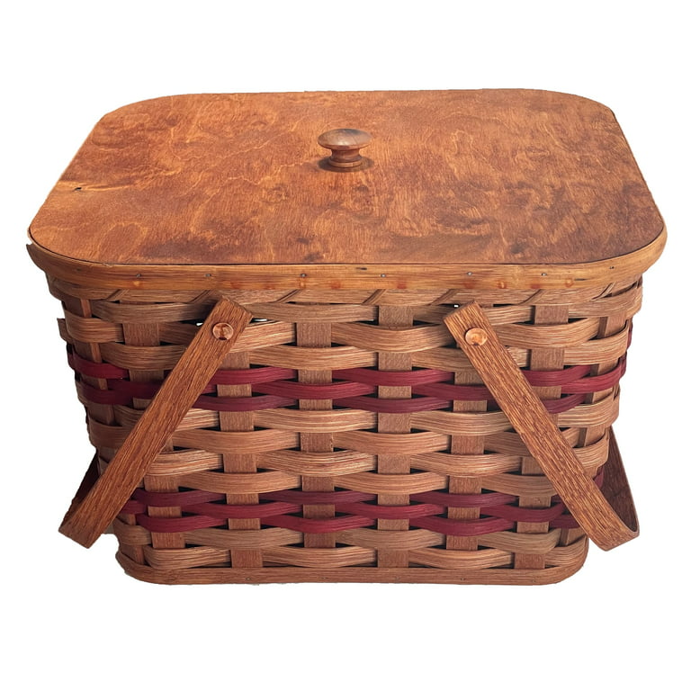 Amish Baskets and Beyond Small Woven Oak Picnic Basket 