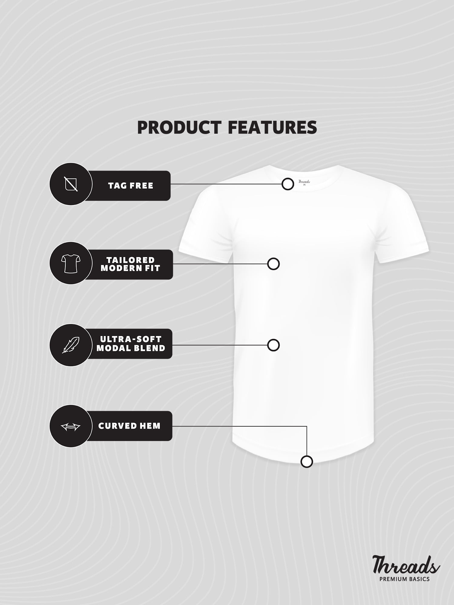 Threads Men's, Ultra-Soft Crewneck T-Shirt, Moisture Wicking, Anti-Odor, 2-Pack, Classic White