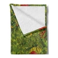 thumbnail image 2 of Floral Soft Flannel Fleece Throw Blanket, Funky Flower Foliage Bush with Fractal Retro Jungle Art Design, Cozy Plush for Indoor and Outdoor Use, 50" x 70", Olive Green Vermilion, by Ambesonne, 2 of 5