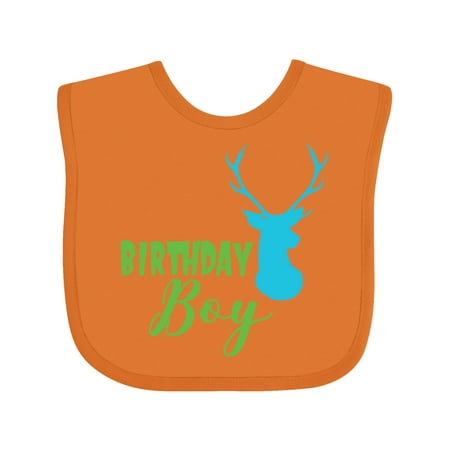 

Inktastic Birthday Boy Deer Head Deer Antlers Gift Baby Boy Bib
