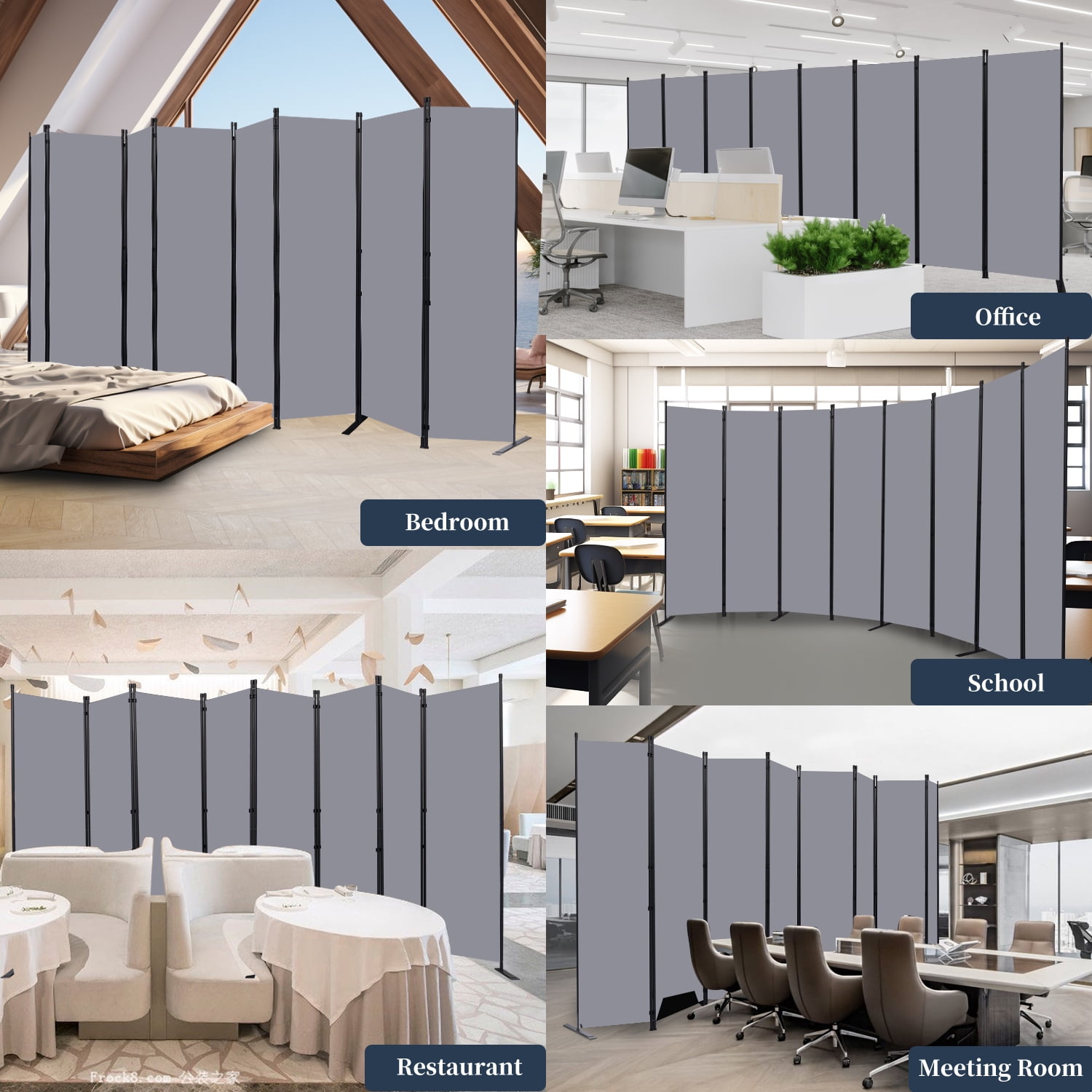 Room Divider Folding Privacy Sceens 8 Panel Partition Room Dividers 88'' Room Divider Wall Screen, Upgrade (Wider Feet) Portable Temporary Wall for Room Separation Wall Divider for Home Office Dorm