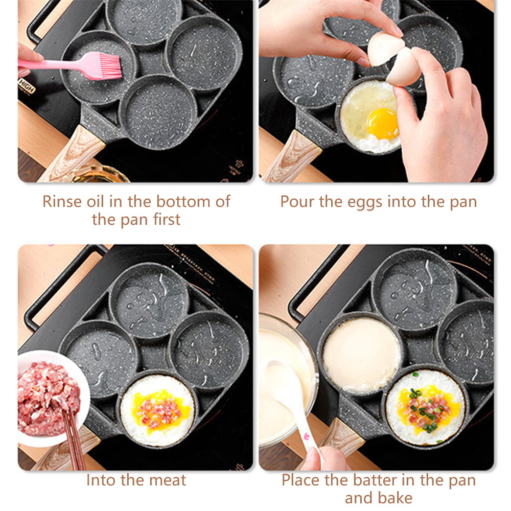 IMPRESA 2 Pack Nonstick Aluminum Egg Frying Pan & Skillet Set - 4-Hole, 6  Circular Molds, Suitable for Electric Stovetop and Induction Cookers