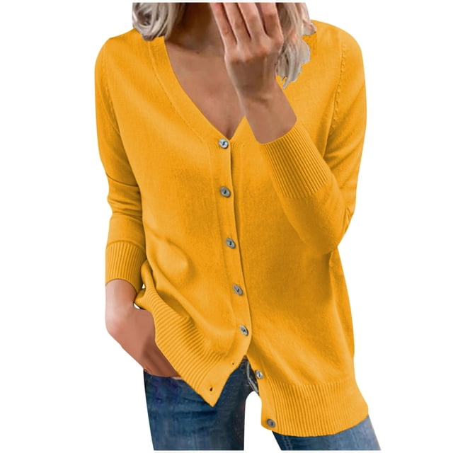 Mode Femmes Boutons Manches Longues Décontracté Uni Court Manteau Cardigan Blouse