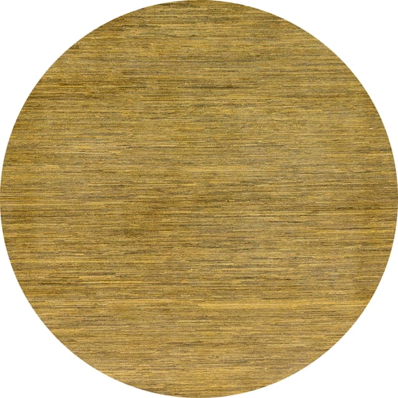 Ahgly Company Indoor Round Abstract Yellow Abstract Area Rugs, 3' Round