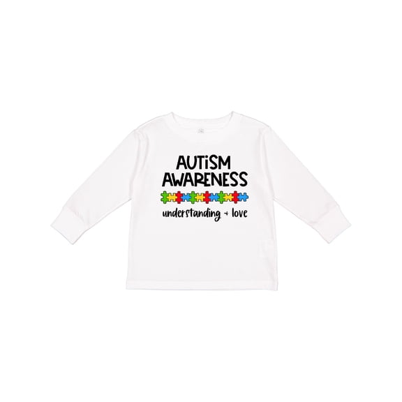 Inktastic Autism Awareness Understanding and Love with Puzzle Pieces Boys or Girls Long Sleeve Toddler T-Shirt