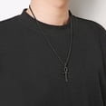 thumbnail image 3 of Coptic Ankh Cross Religious Pendant Necklace for Men Women, Stainless Steel Cross Silver/Gold/Black Cross Pendant with 24" Chain, 3 of 5