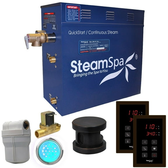 SteamSpa RYT450OB-A 4.5 kW Royal QuickStart Acu-Steam Bath Generator Pack with Built-in Auto Drain, Oil Rubbed Bronze