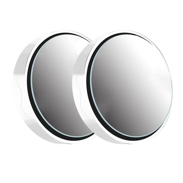 Espejos de ángulo muerto de coche 2Pcs con ventosa - Espejo de cristal HD giratorio de gran angular a 360° para retrovisor, marco redondo de 5,5 cm