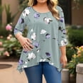 thumbnail image 5 of WTOBBY Women's Plus Size Floral Print Round Neck 3/4 Sleeve Tunic Top Loose Fit Casual Tee for Full Figure Fall Fashion Comfortable Wear,Multicolor XL, 5 of 5