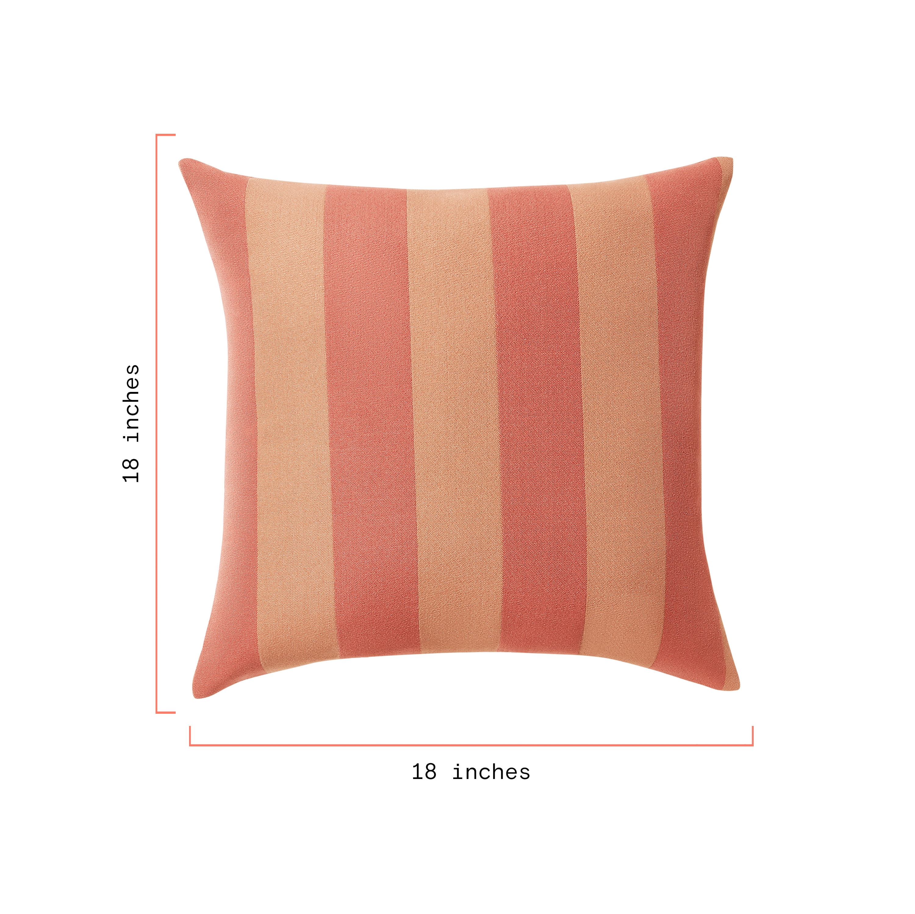 Beautiful 18" x 18" Decorative Outdoor Pillow by Drew Barrymore, Coral Stripe