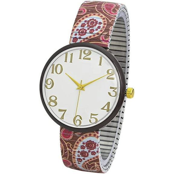 Blekon Collections Womens 37mm Case Intricate Printed Designed Stretch Band Watch