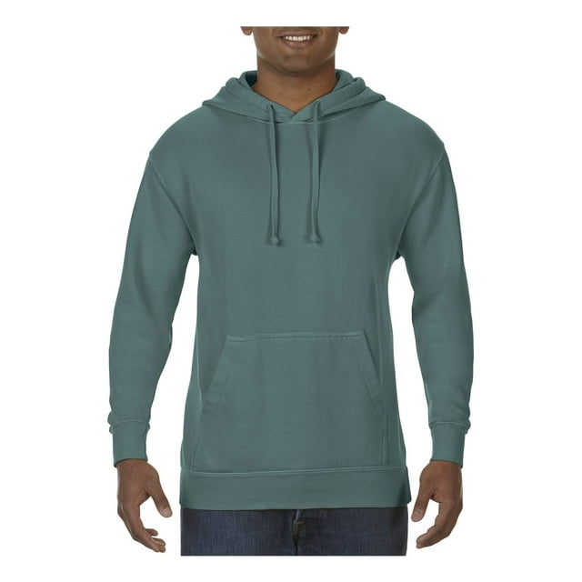 Comfort Colors Mens Garment-Dyed Hooded Sweatshirt, L, Blue Spruce