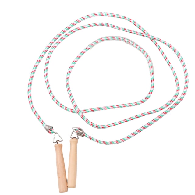 EeaseCA Corde à Sauter en Coton Tissé Corde à Sauter Entraînement Physique Boxe Saut Entraînement Manche en Bois Ajustable Corde de Jeu Simple Ou en Groupe Accessoires de Sport pour Enfants Entraînement au Gym (Vert Rouge, 3 m)