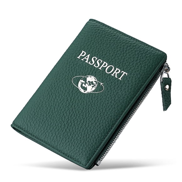 Porta Pasaporte de Cuero Genuino con Bloqueo RFID, Billetera de Viaje Delgada para Pasaporte con Ranuras para Tarjetas y Bolsillo para Monedas, Cubierta de Pasaporte Anti-escaneo para Hombre y Mujere
