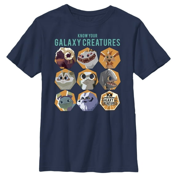 Boy's Star Wars: Galaxy of Creatures Know Your Galaxy Creatures Graphic Tee Navy Blue Medium