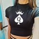 thumbnail image 5 of Queen Of Spade Crop Tops para mujer, camiseta de vendaje negro, camisetas cortas sexys, camisas de manga corta para mujer, Ropa para Niñas, 5 of 5