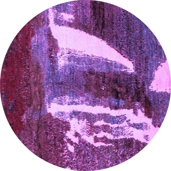 Ahgly Company Indoor Round Abstract Purple Modern Area Rugs, 8' Round
