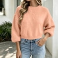 thumbnail image 6 of yillto Sweater for Womens Crop Knit Long Sleeve Fuzzy Crew Neck Pullover Warm Fall Winter Outwear, 6 of 6