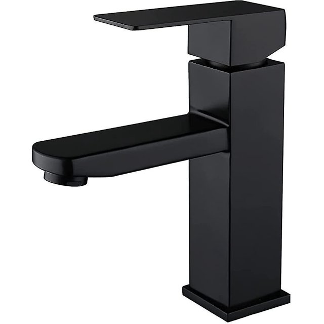Grifo de baño negro de una sola manija, grifo de fregadero de baño de un solo agujero, Rv,11 Afortunado Sencillez