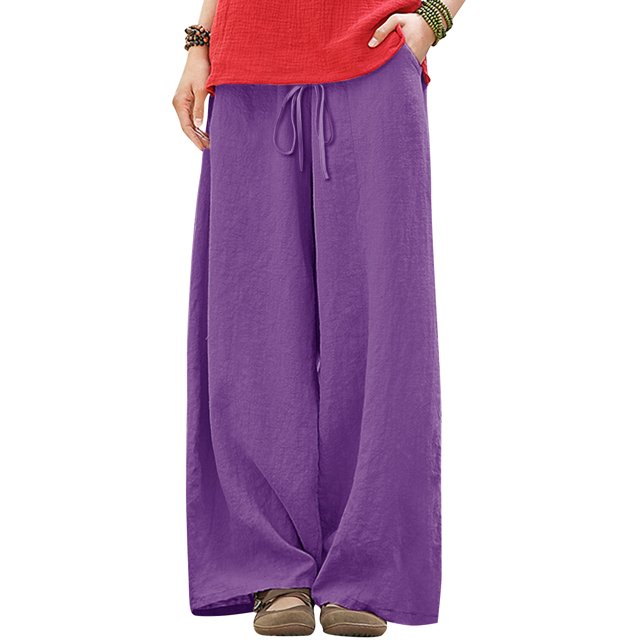 Pantalones de mujer, Pantalones de piernas anchas para mujer con bolsillos Meditación de vacaciones Meterk XX-grande