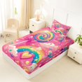 thumbnail image 5 of Manfei Cute Candy Lollipop Twin Sheets, Rainbow Butterfly Bedding, Hot Pink, 3pcs, 1 Flat Sheet, 1 Fitted Sheet and 1 Pillowcase, 5 of 6