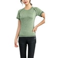 thumbnail image 2 of Fangasis Ladies Workout Top Solid Color Summer Tops Sleeveless Yoga T-shirt Women Fitted Tee Athletic Running T Shirt Avocado Green S, 2 of 3