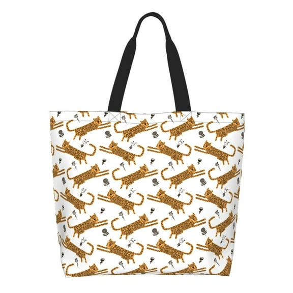 Easygdp Leopard Print Tote Bags for Women,Women Travel Shoulder Bags Handbags，Big Capacity Shopping Work Bag