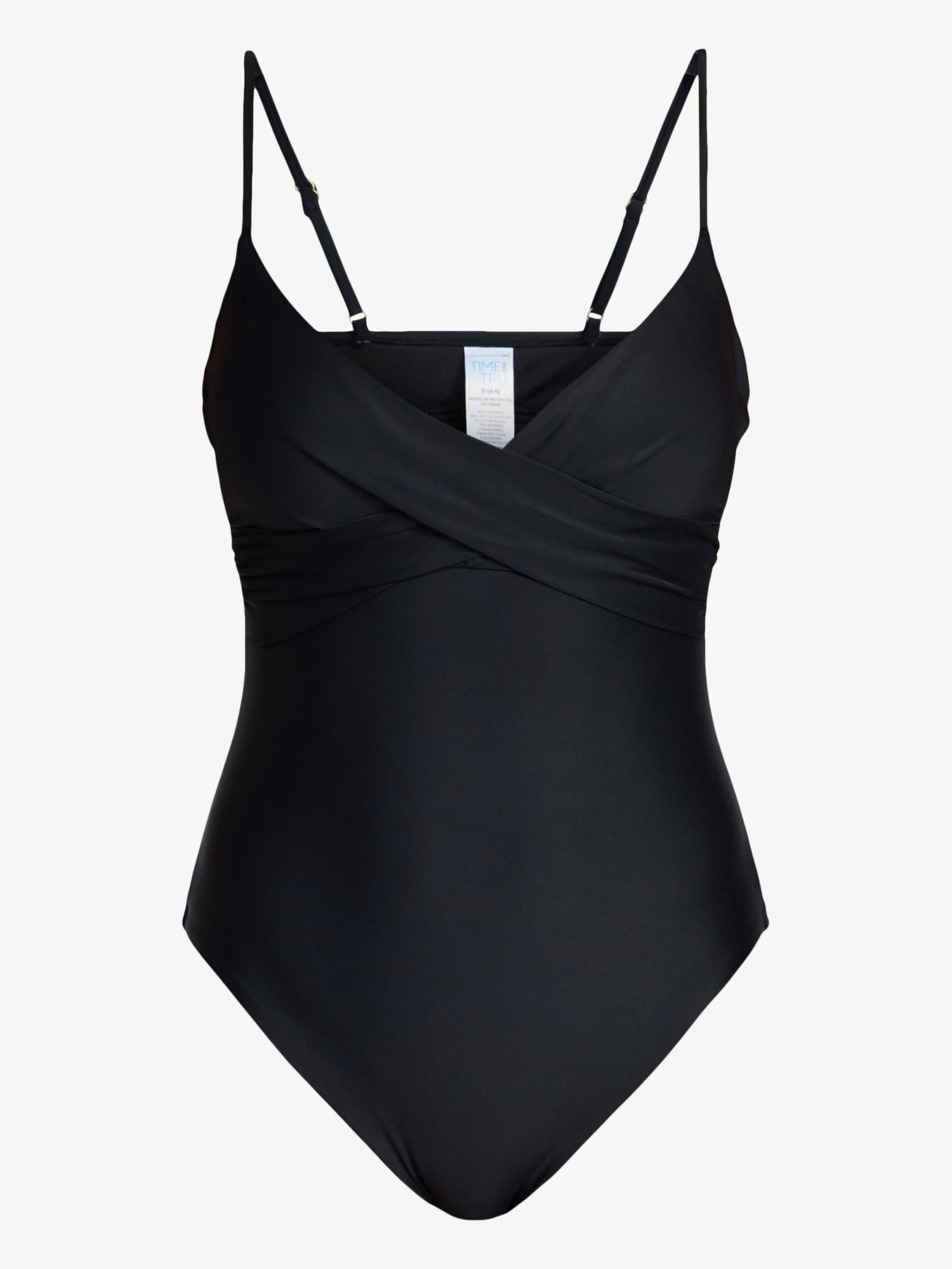 Time and Tru Women's Ruched Front One Piece Swimsuit, Sizes XS-3X