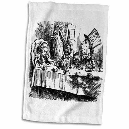 3dRose Mad Hatter tea party illustration by John Tenniel. Alice in Wonderland - Towel, 15 by 22-inch
