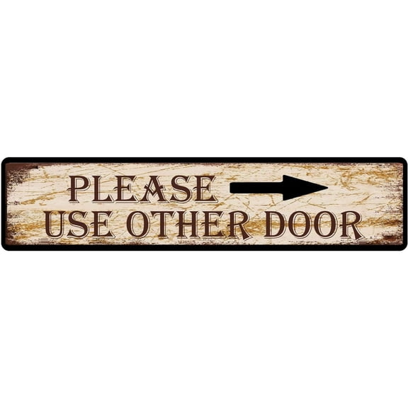 Metal Tin Sign Please Use Other Door Right Arrow Retro Tinplate Metal Sign for Street Home Office Garden Decor 4x16 Inch